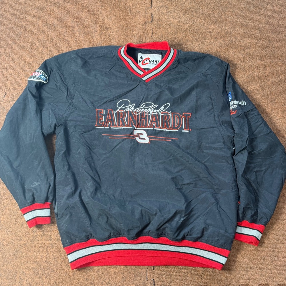 Chase Authentics Dale Earnhardt 3 NASCAR Windbreaker Pullover Mens Medium Black